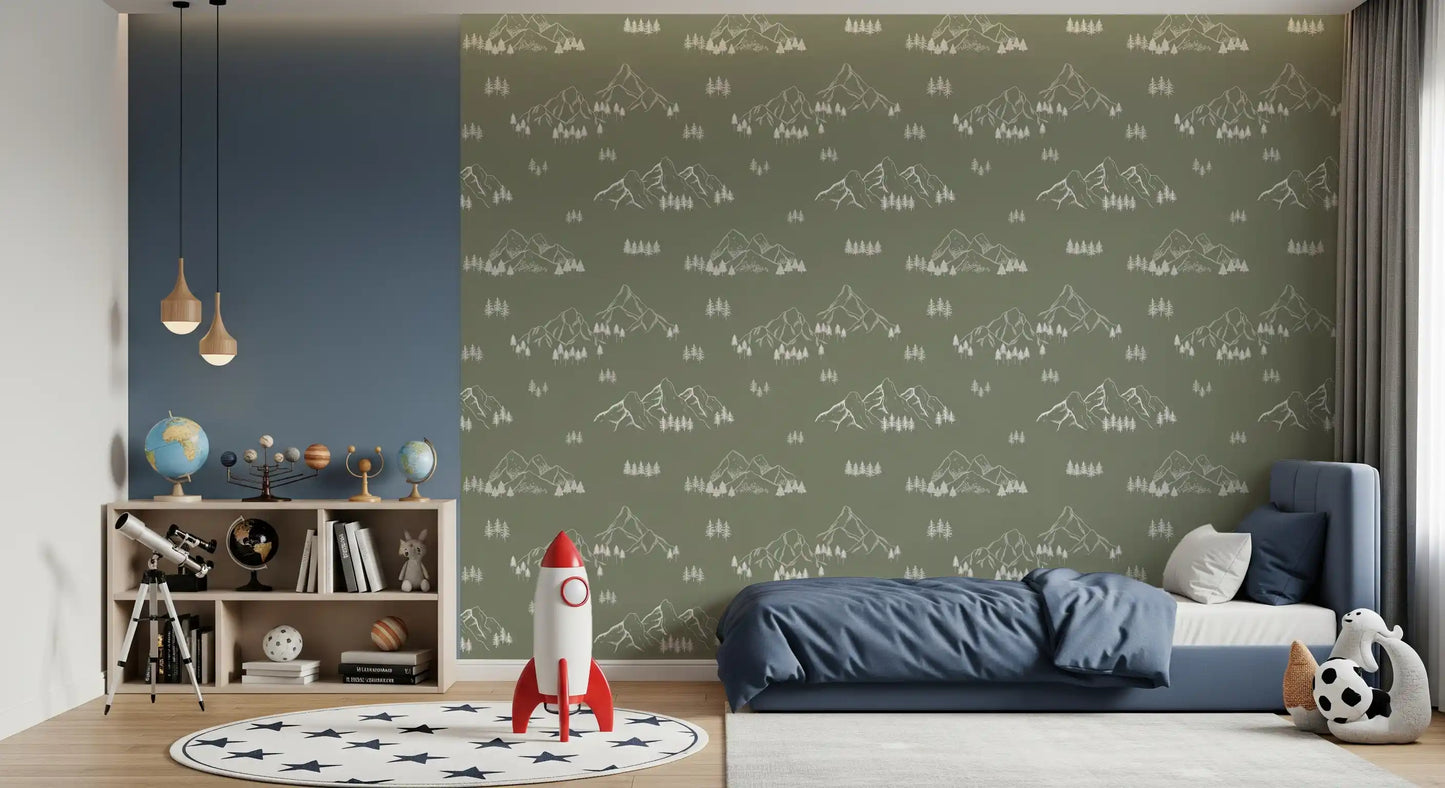 Minimalistisch behang met Alpenpieken