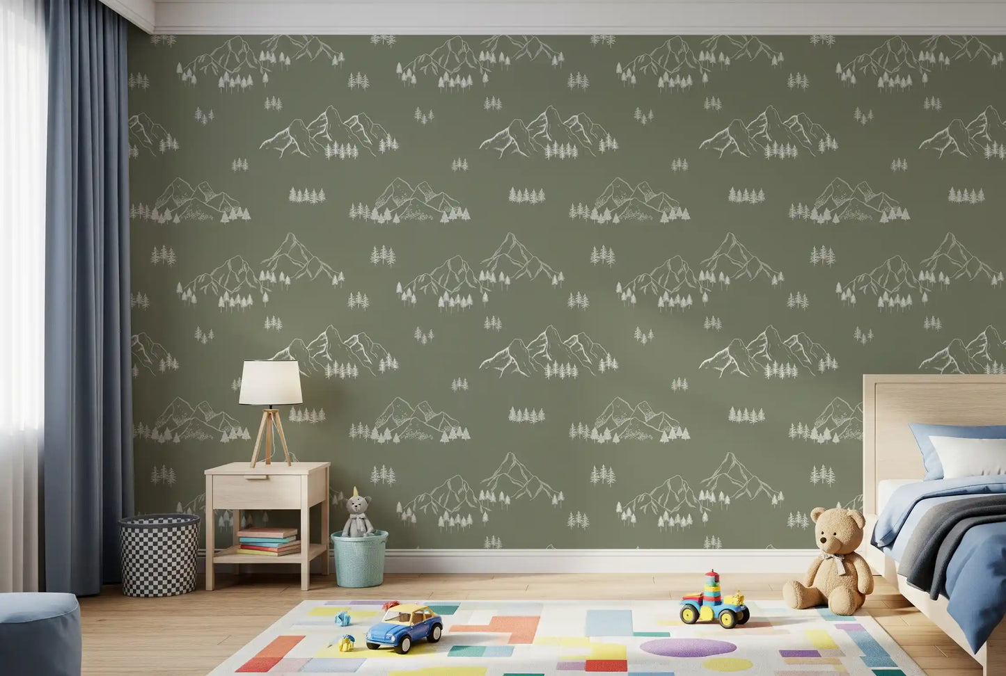 Minimalistisch behang met Alpenpieken