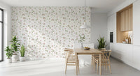 Botanische illustratiewandbekleding met weideklaver
