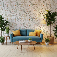 Rustieke botanische schets van een weidebehang