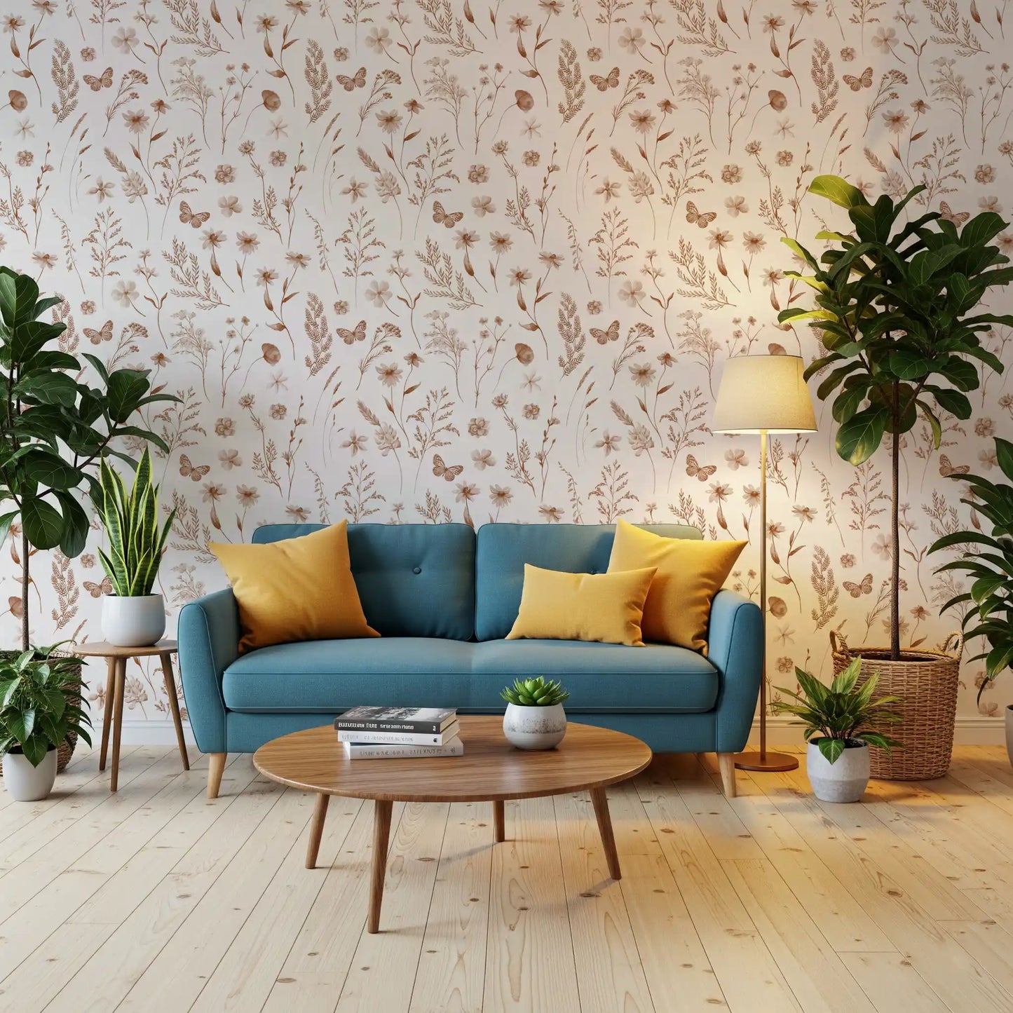Rustieke botanische schets van een weidebehang