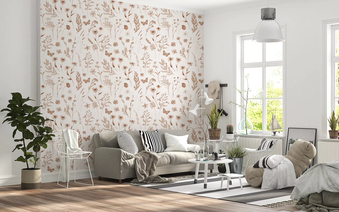 Rustieke botanische schets van een weidebehang