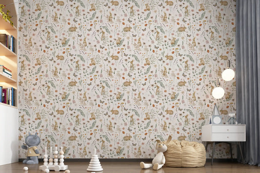 Enchanted Woodland Bunny Trail Wallpaper⁠