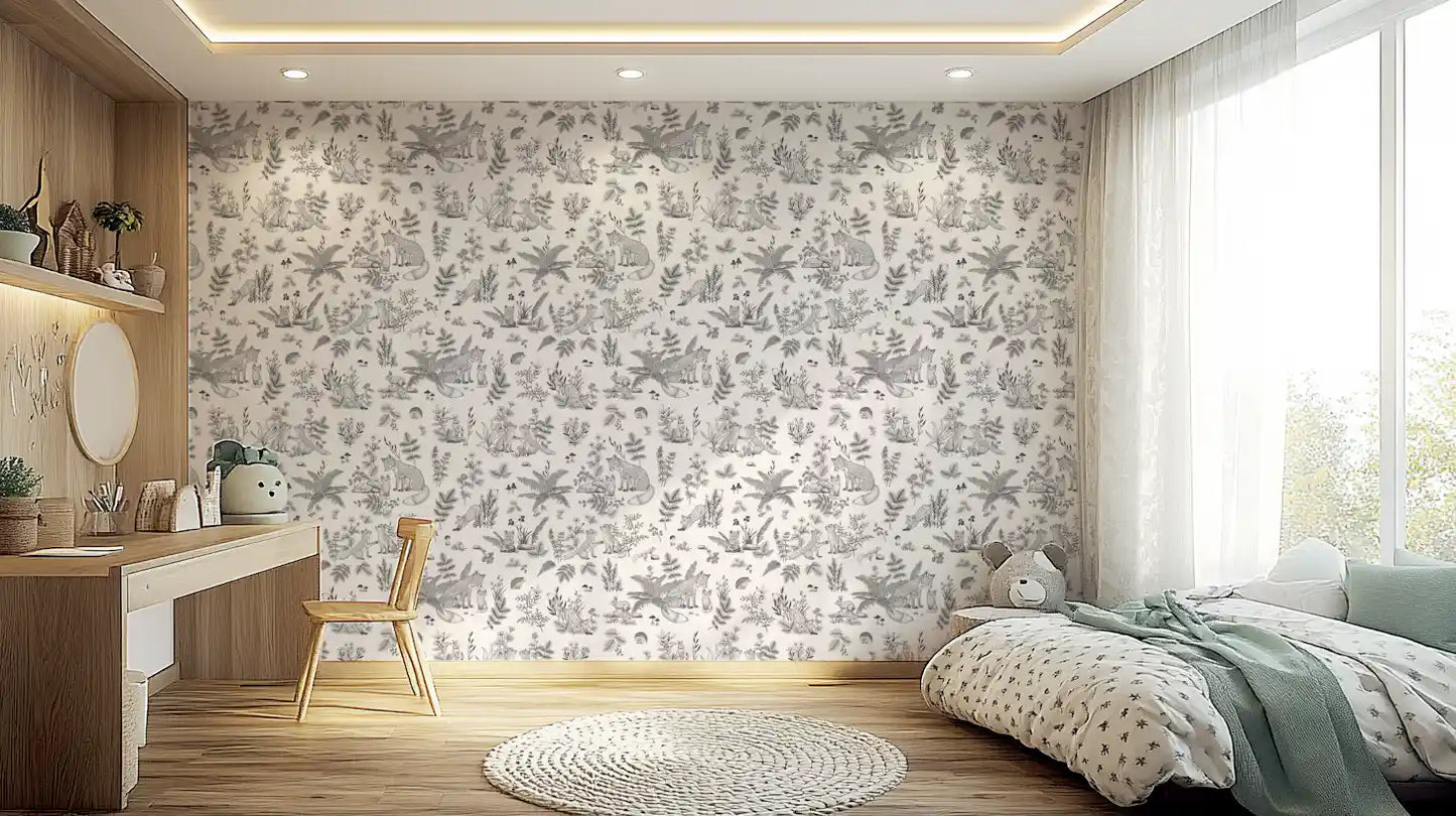 Rustic Forest Friends Botanical Sketch Wallpaper⁠