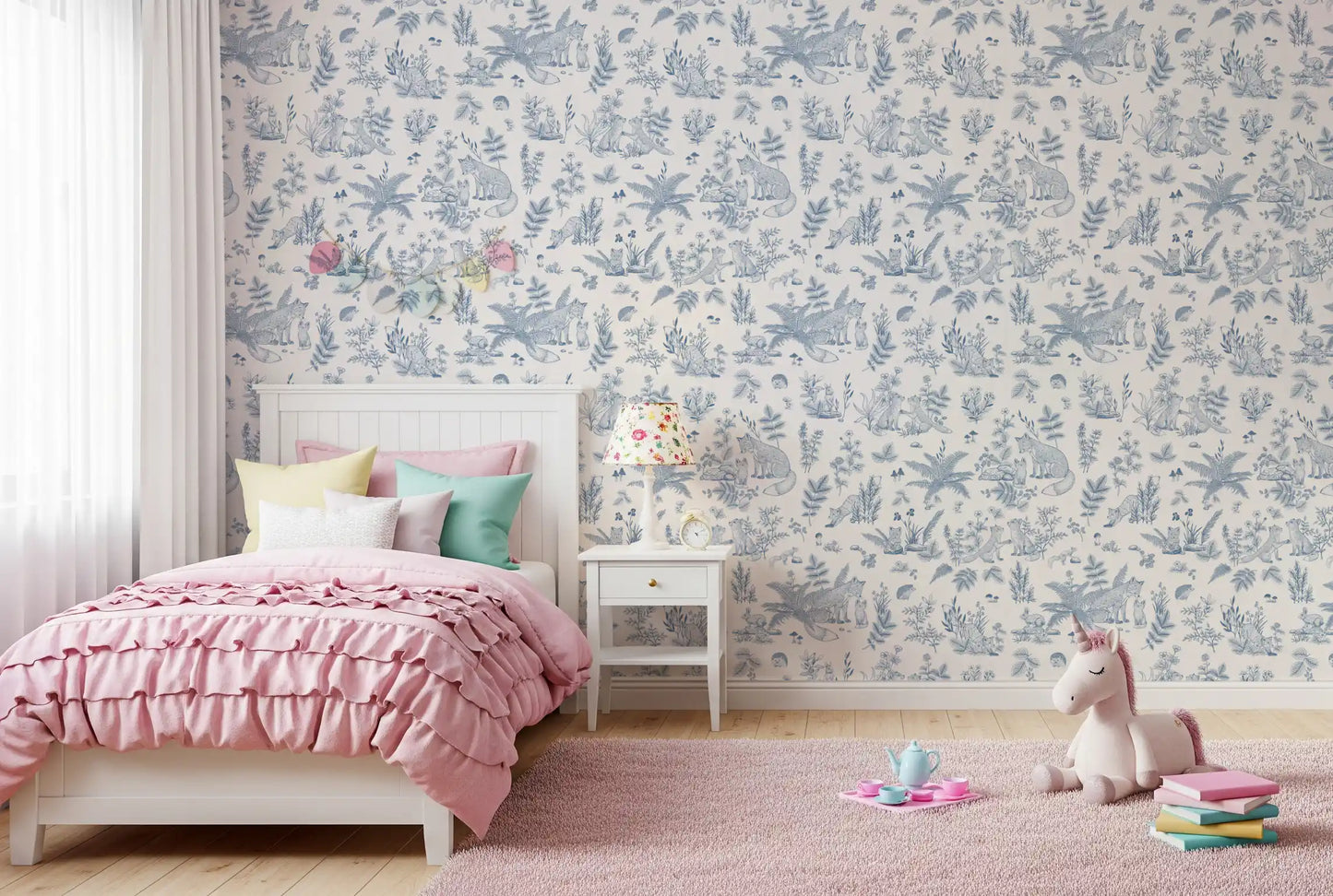 Tapet med skitse af en fortryllet skov