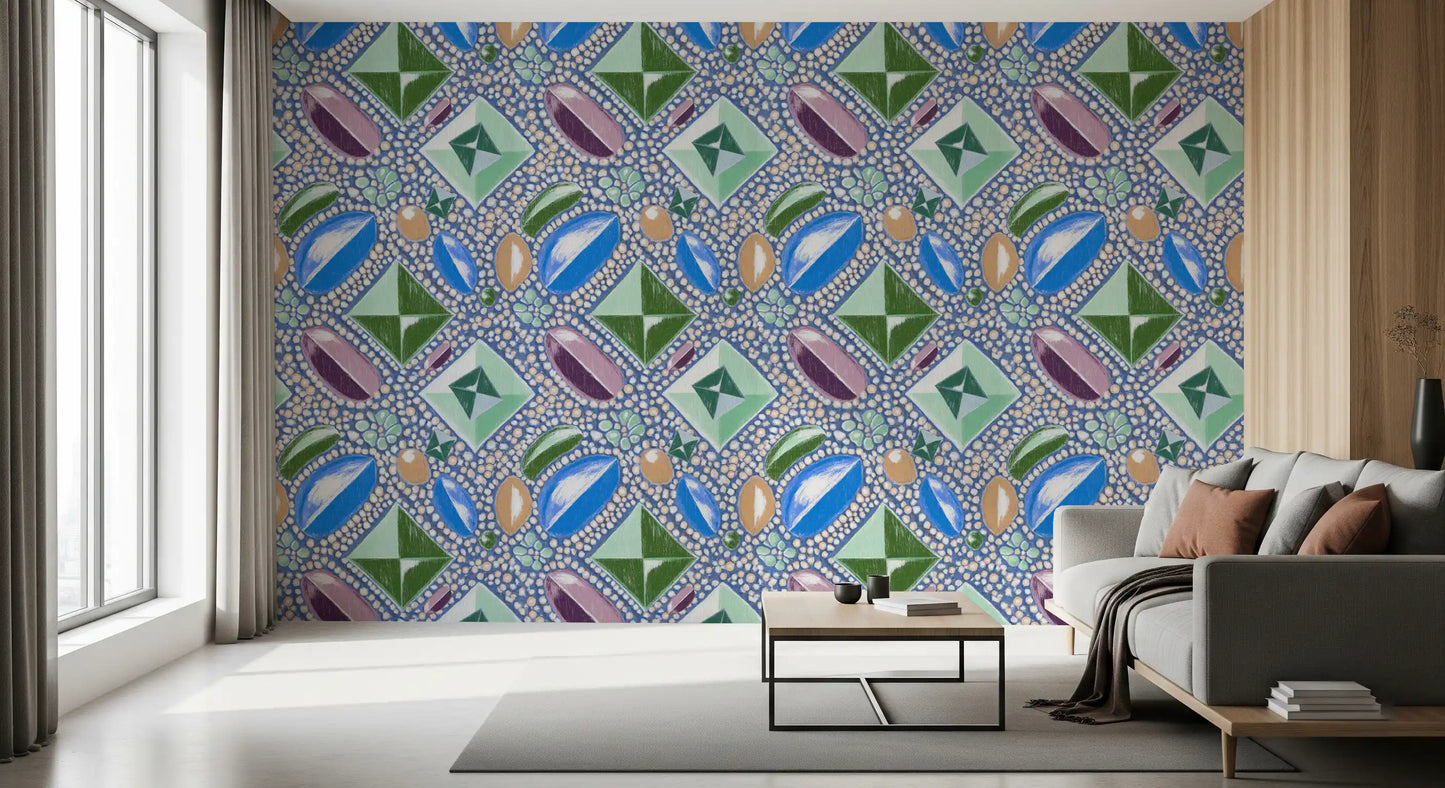 Royal Gemstones, Blau-Pastell-Tapete