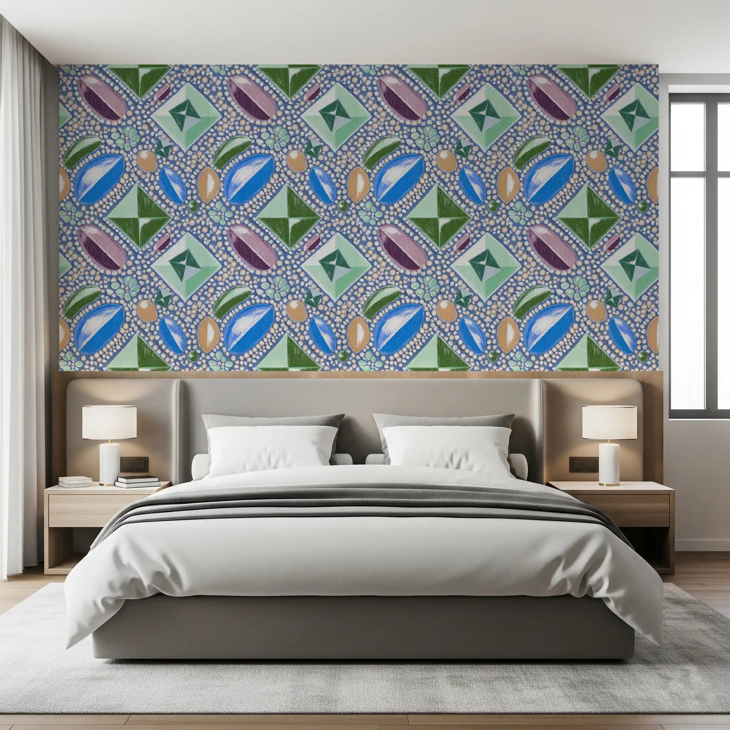 Royal Gemstones, Blau-Pastell-Tapete