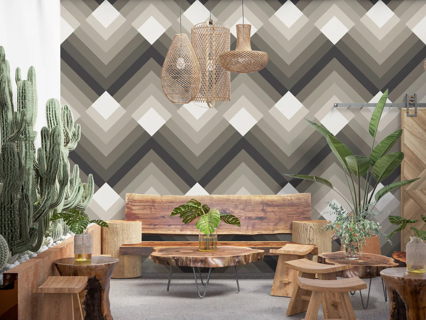 Tapet med tonalt chevron-mønster