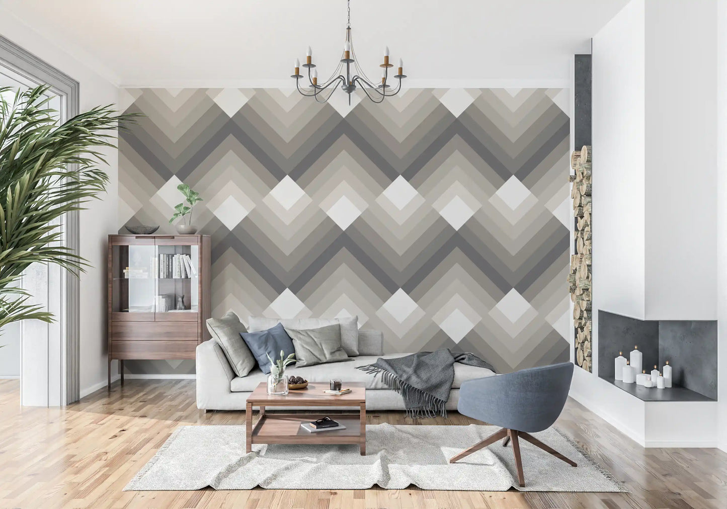 Tapet med tonalt chevron-mønster