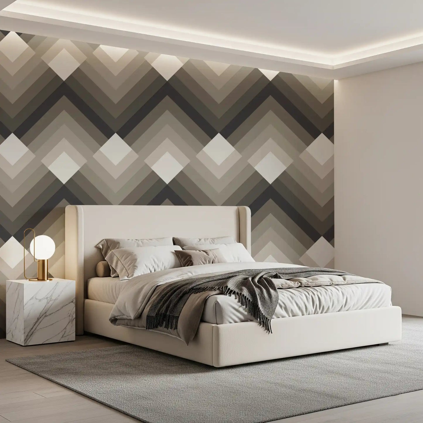 Tapet med tonalt chevron-mønster
