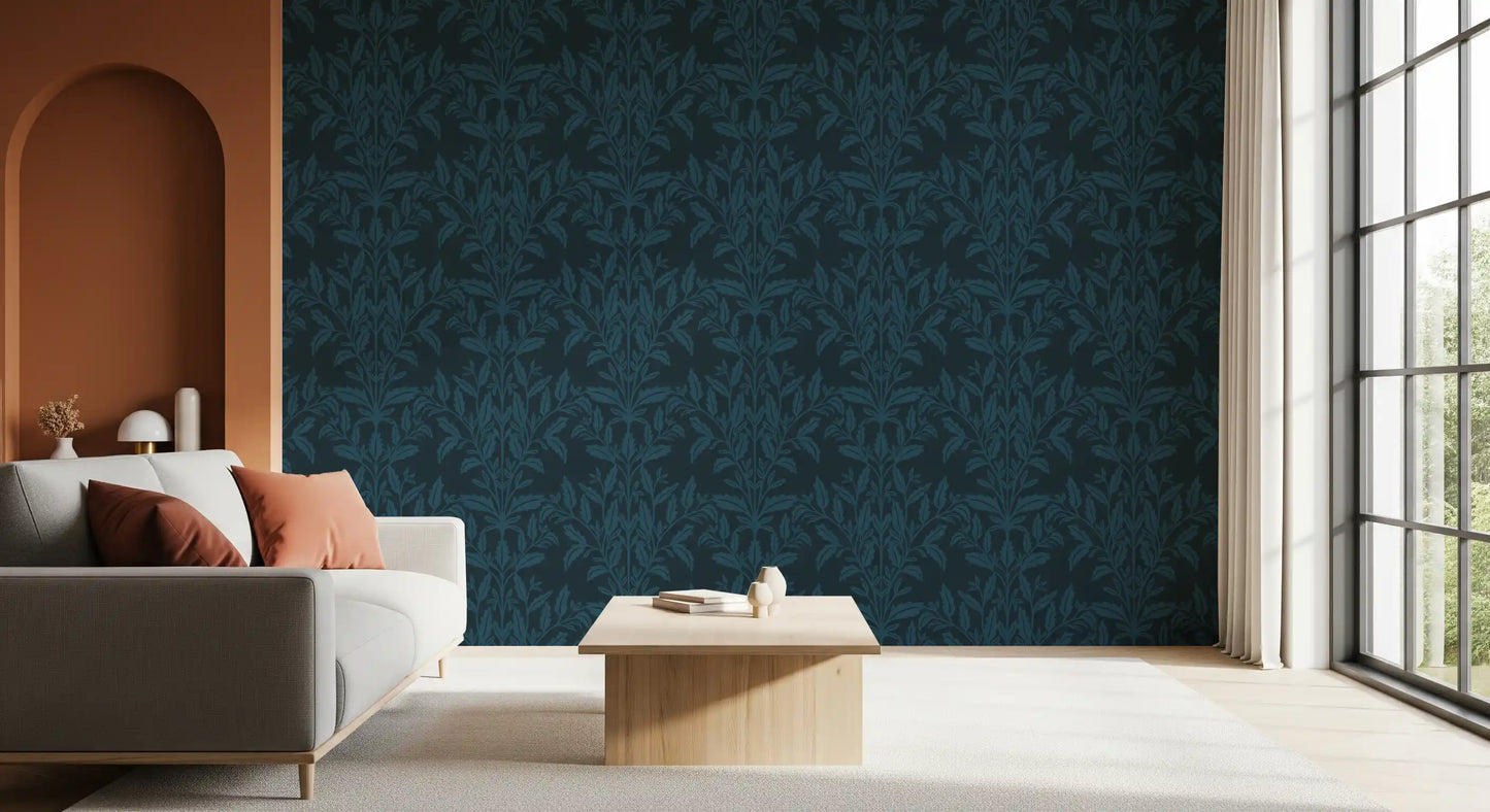 Fortryllet tapet med bladmønster i blækstil