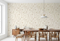 Cremefarbene Tapete mit geometrischem Pfadmuster