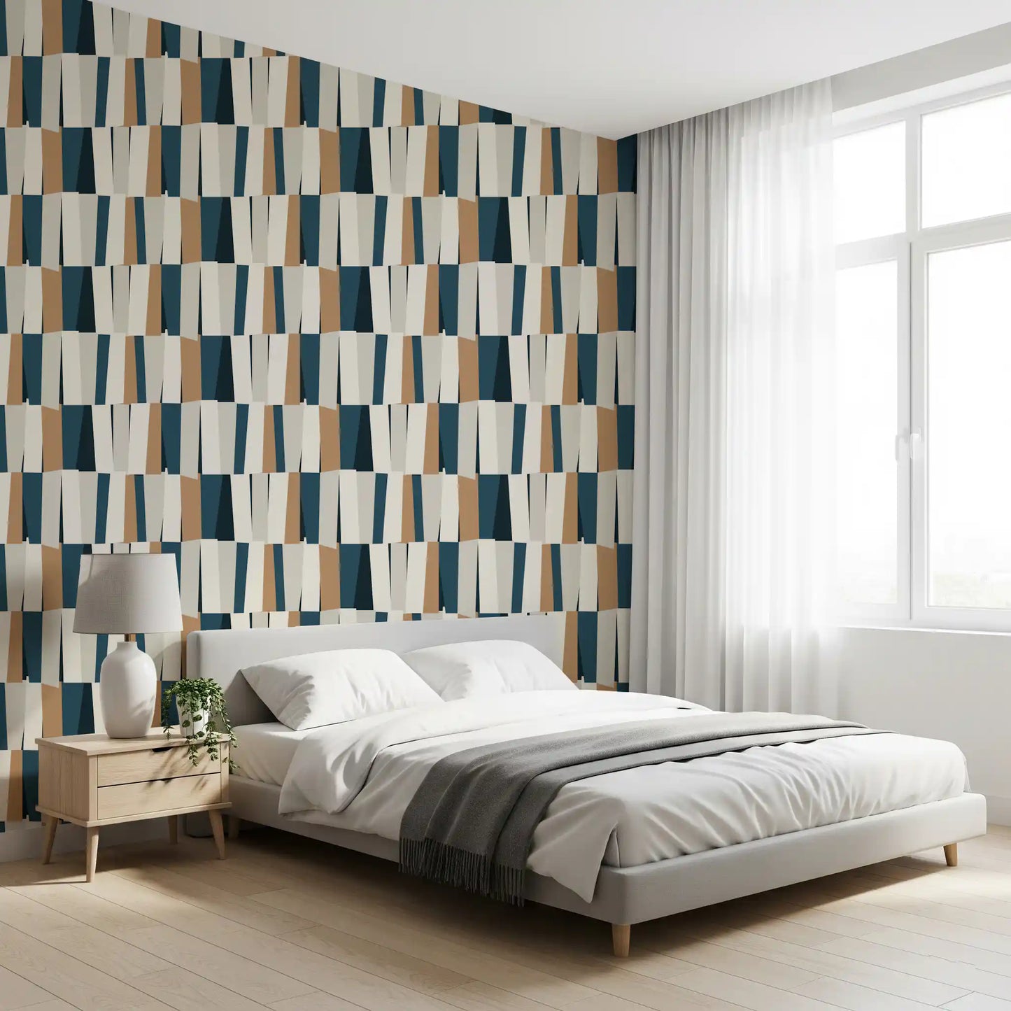 Abstract Geometric Vertical Panel Art Wallpaper⁠