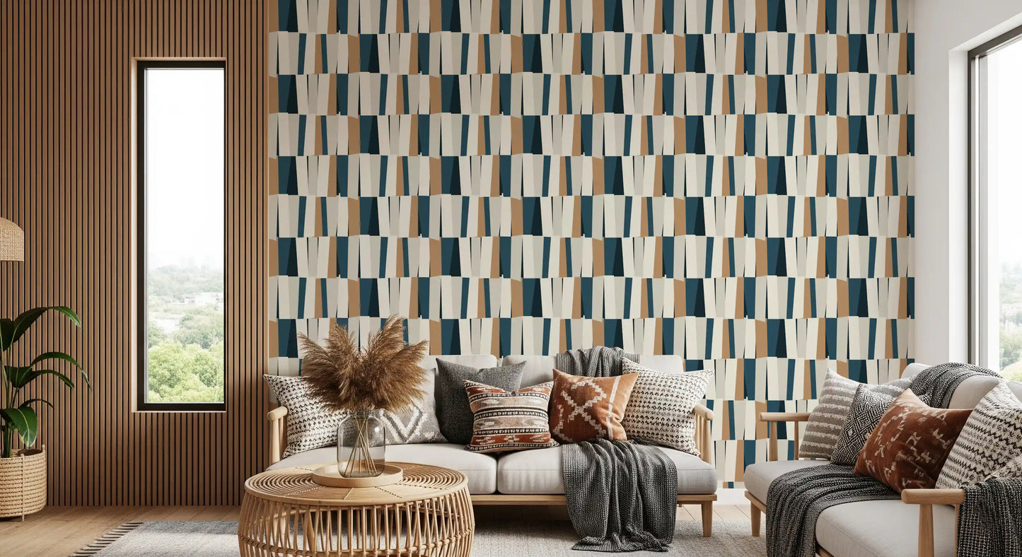 Abstract Geometric Vertical Panel Art Wallpaper⁠