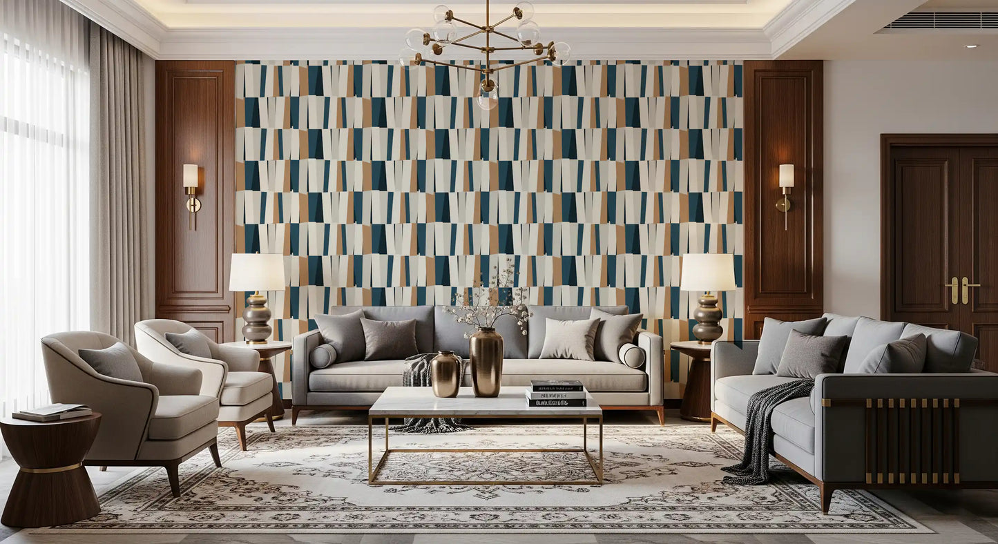Abstract Geometric Vertical Panel Art Wallpaper⁠