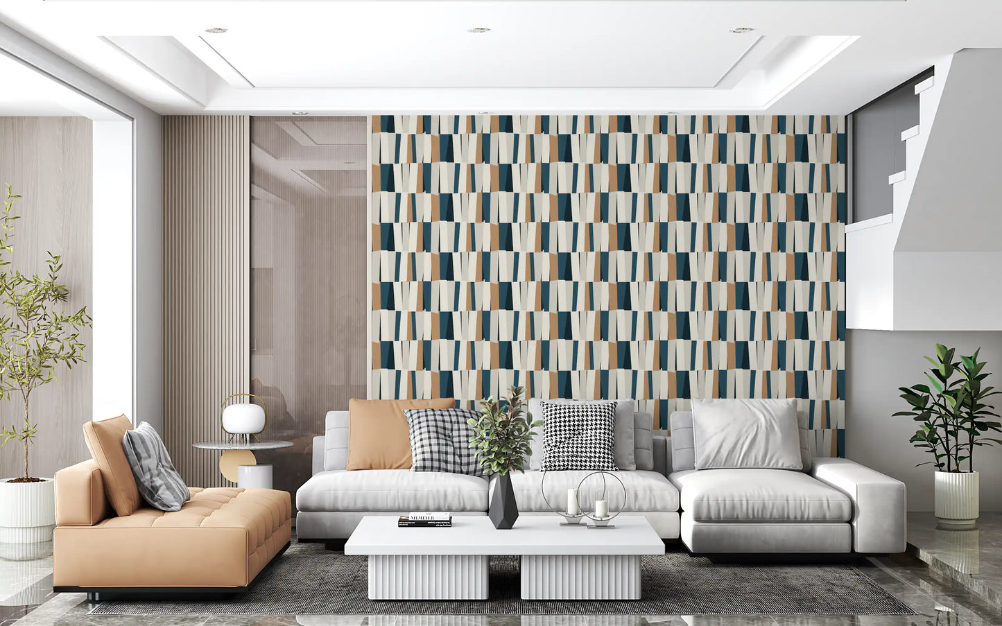 Abstract Geometric Vertical Panel Art Wallpaper⁠