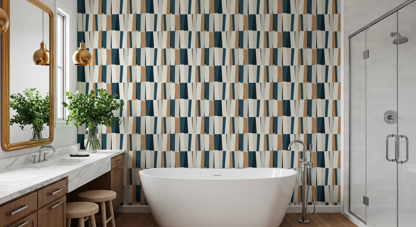 Abstract Geometric Vertical Panel Art Wallpaper⁠