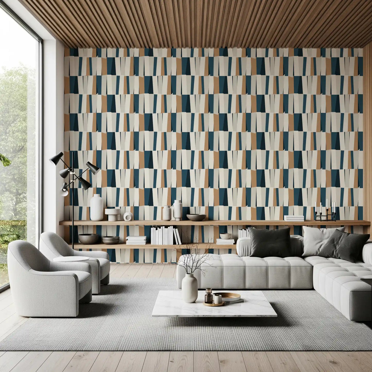 Abstract Geometric Vertical Panel Art Wallpaper⁠