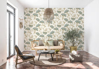 Minimalist Soft Blue Floral Line Art Wallpaper⁠