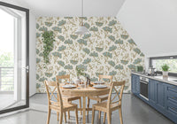 Minimalist Soft Blue Floral Line Art Wallpaper⁠
