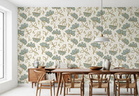 Minimalist Soft Blue Floral Line Art Wallpaper⁠