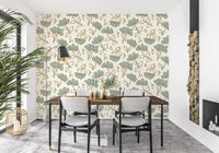 Minimalist Soft Blue Floral Line Art Wallpaper⁠