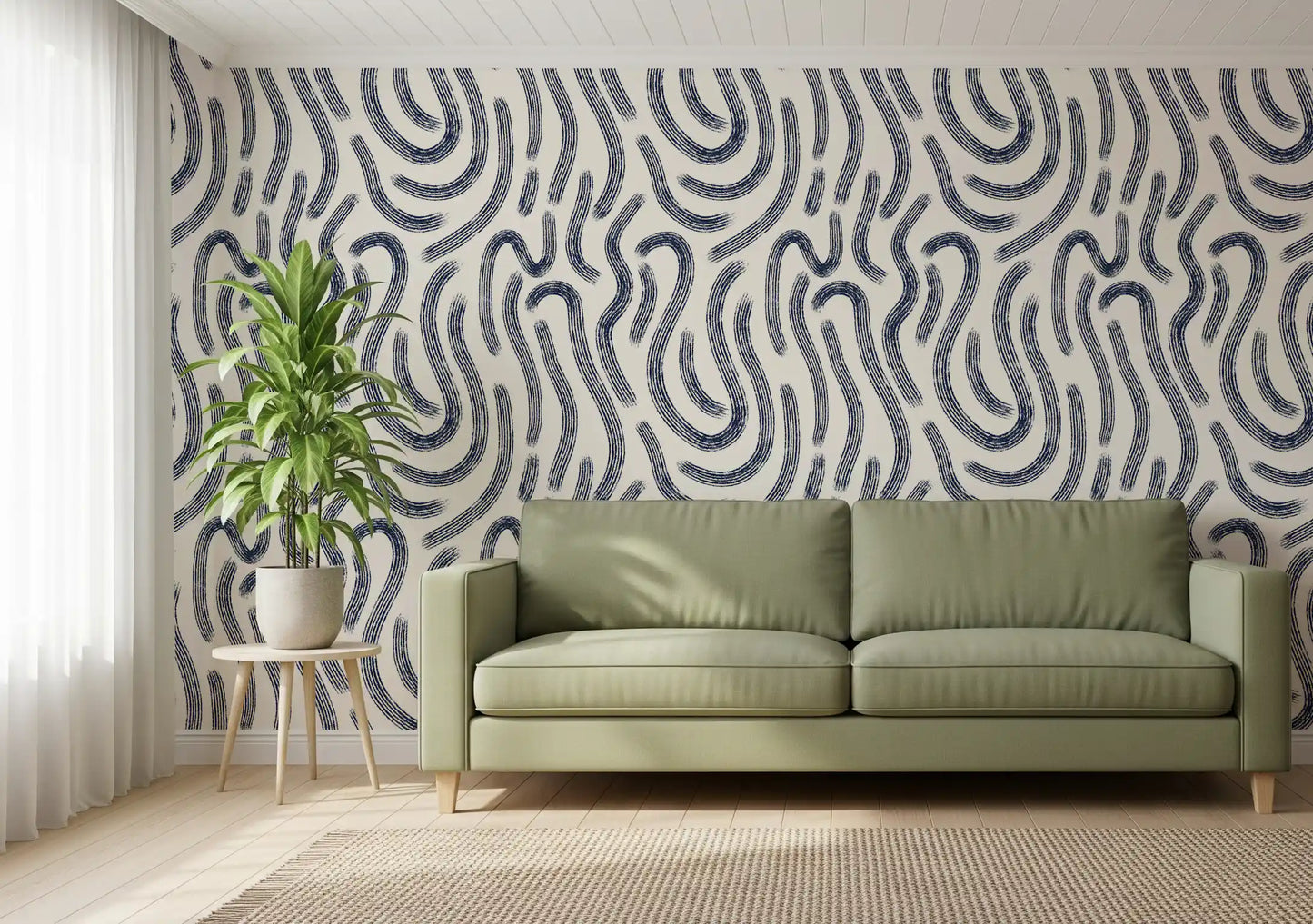 Papel pintado Líneas Fluidas Índigo