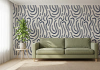 Papel pintado Líneas Fluidas Índigo
