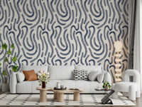 Papel pintado Líneas Fluidas Índigo