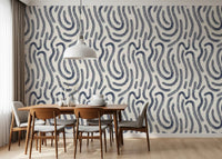 Papel pintado Líneas Fluidas Índigo