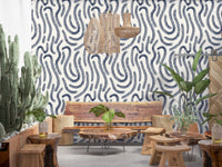 Papel pintado Líneas Fluidas Índigo