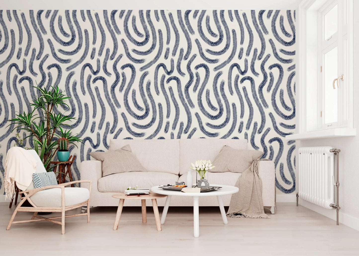 Papel pintado Líneas Fluidas Índigo