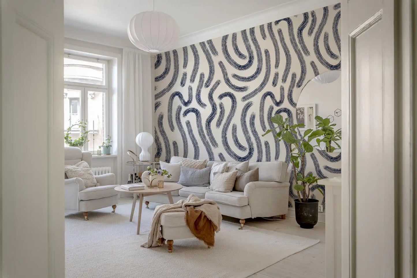 Papel pintado Líneas Fluidas Índigo