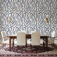 Papel pintado Líneas Fluidas Índigo