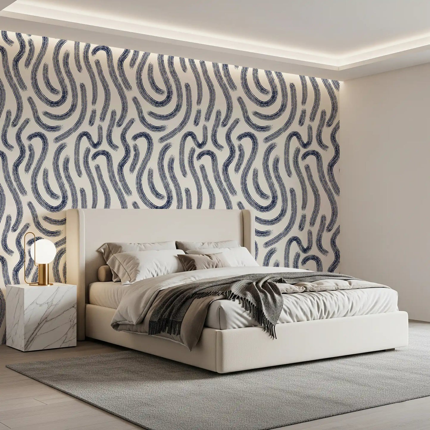 Papel pintado Líneas Fluidas Índigo