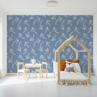 Minimalist Scribble Arrows on Muted Blue Wallpaper⁠