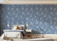 Minimalist Scribble Arrows on Muted Blue Wallpaper⁠