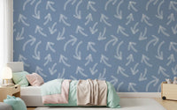 Minimalist Scribble Arrows on Muted Blue Wallpaper⁠
