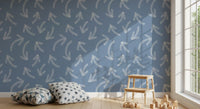 Minimalist Scribble Arrows on Muted Blue Wallpaper⁠