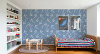 Minimalist Scribble Arrows on Muted Blue Wallpaper⁠