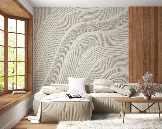 Minimalistisches Wandbild mit fließender Linienätzung