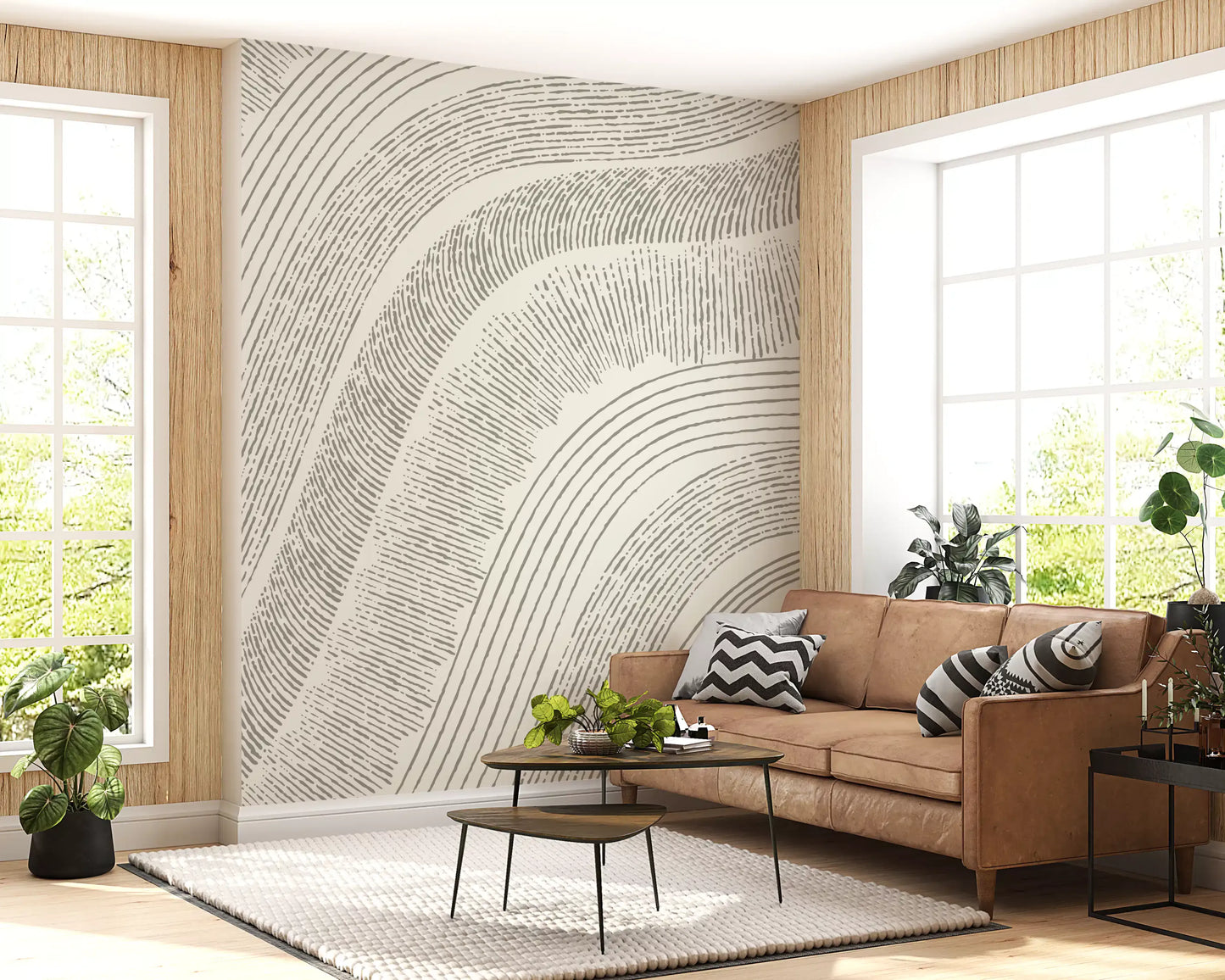Murale da parete minimalista con incisione a linee fluide