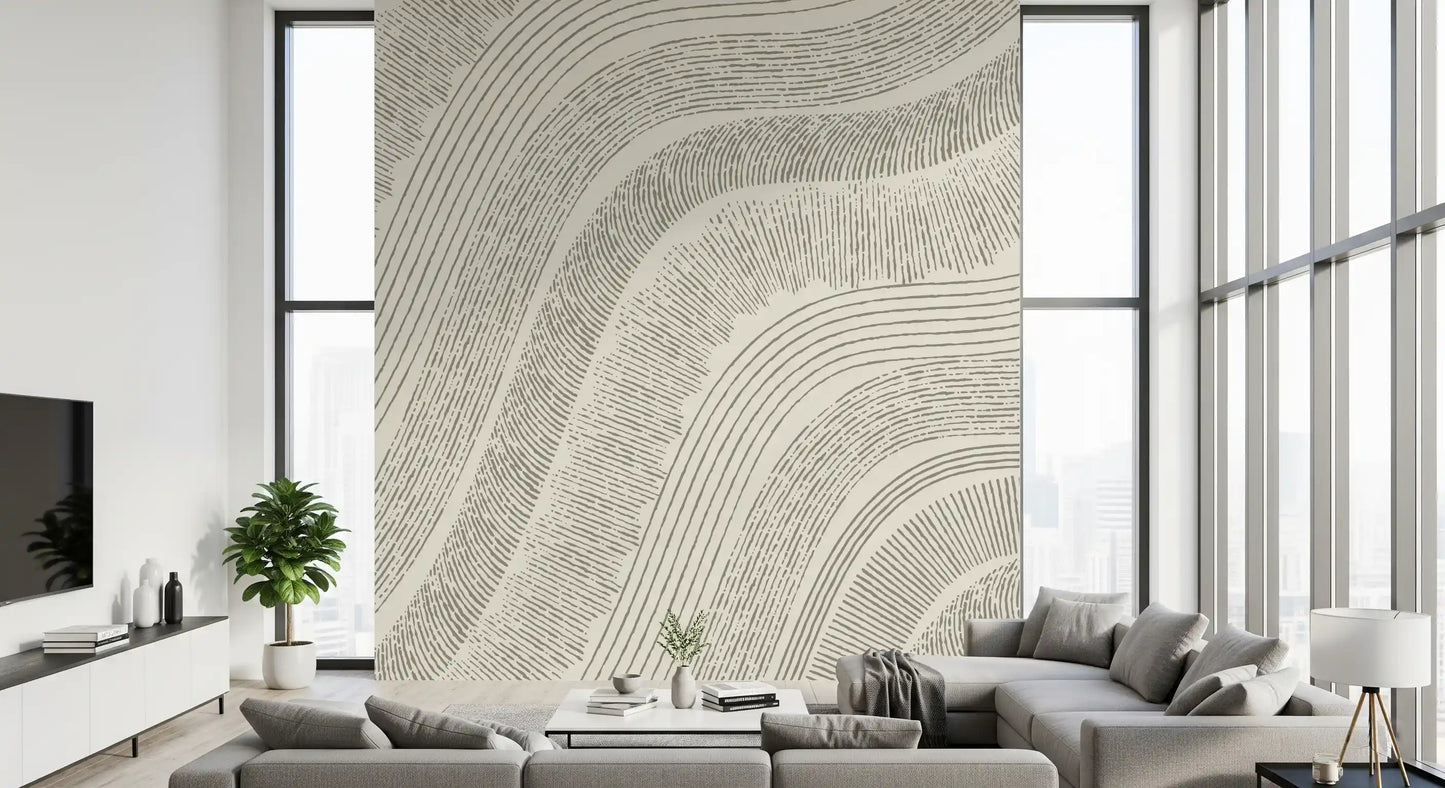 Murale da parete minimalista con incisione a linee fluide
