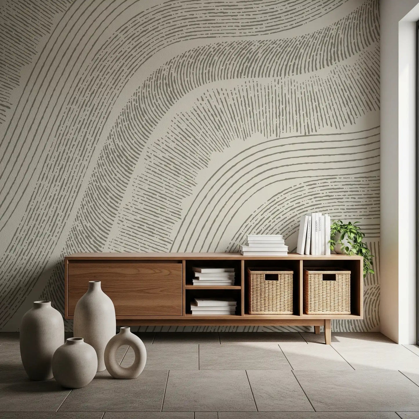 Murale da parete minimalista con incisione a linee fluide