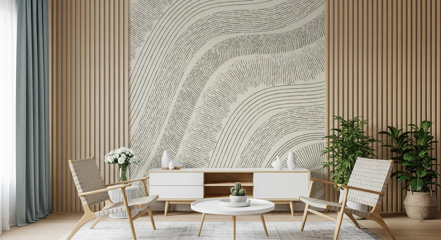 Murale da parete minimalista con incisione a linee fluide