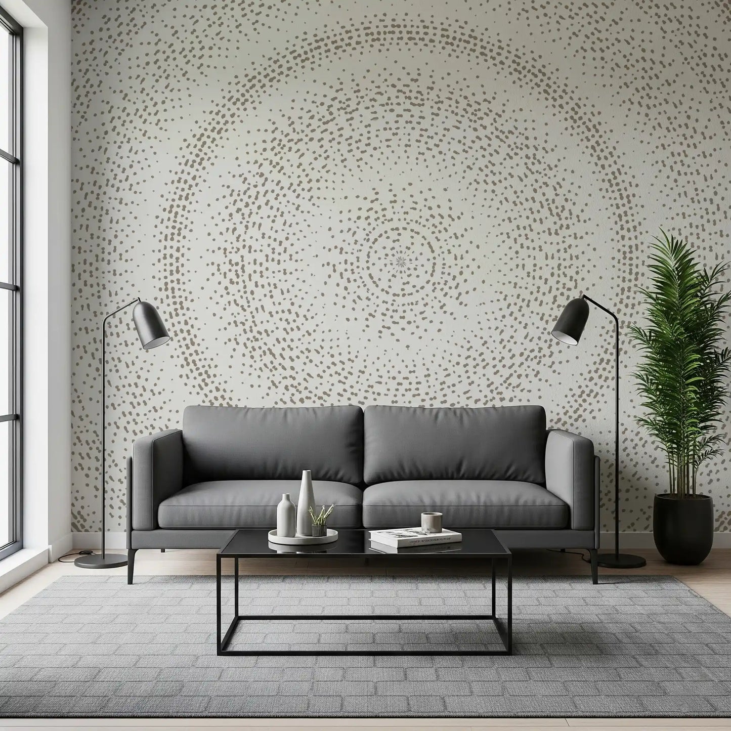 Murale da parete minimalista con motivo a onde di punti