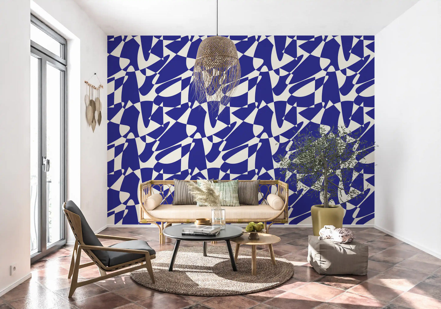 Abstract Cobalt Geometric Shapes Wallpaper⁠