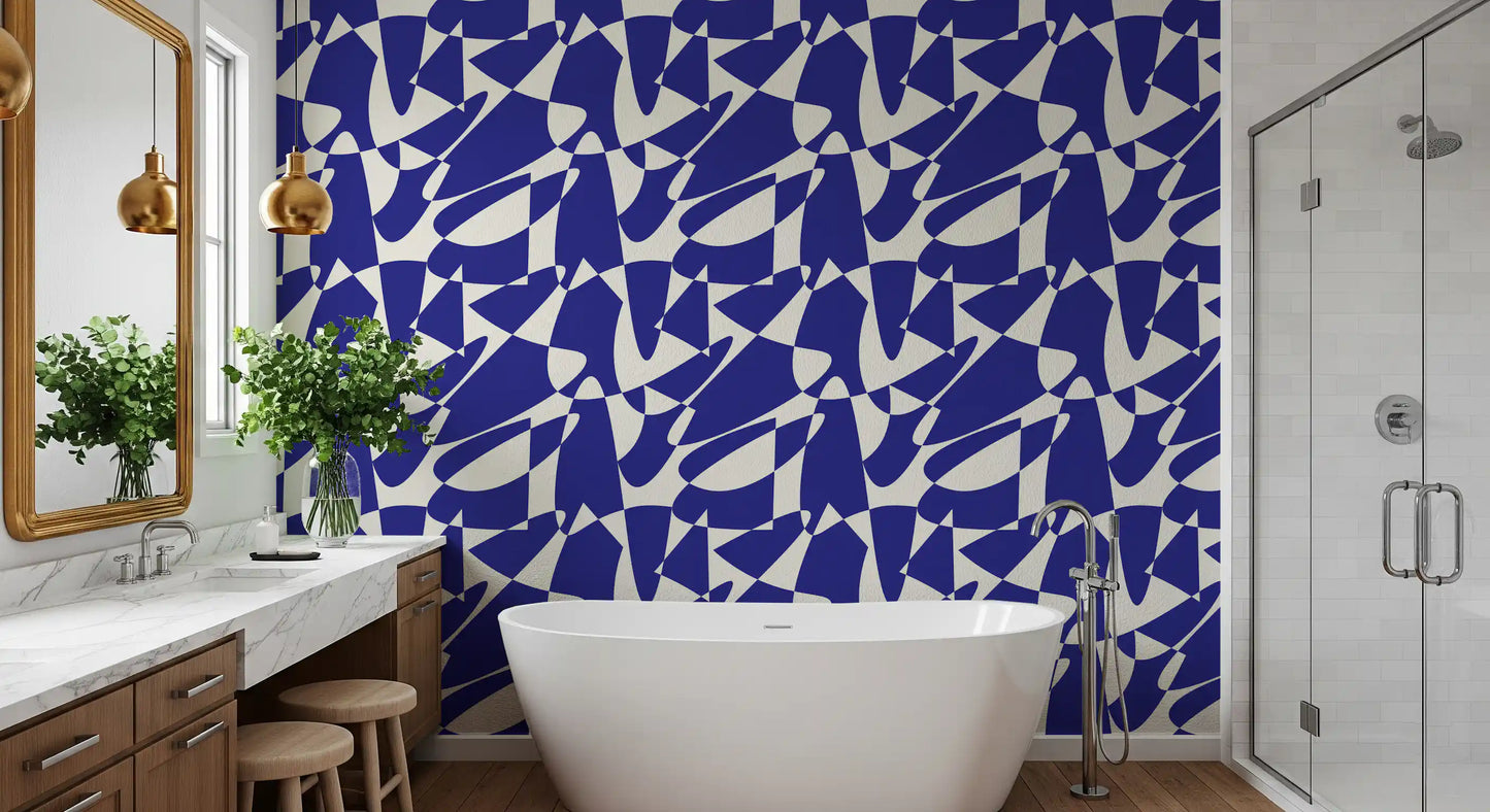 Abstract Cobalt Geometric Shapes Wallpaper⁠