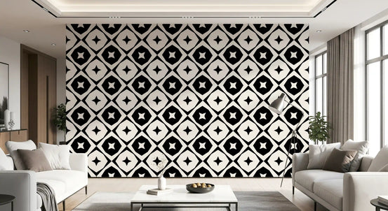 Monochroom behang met sterrenraster⁠