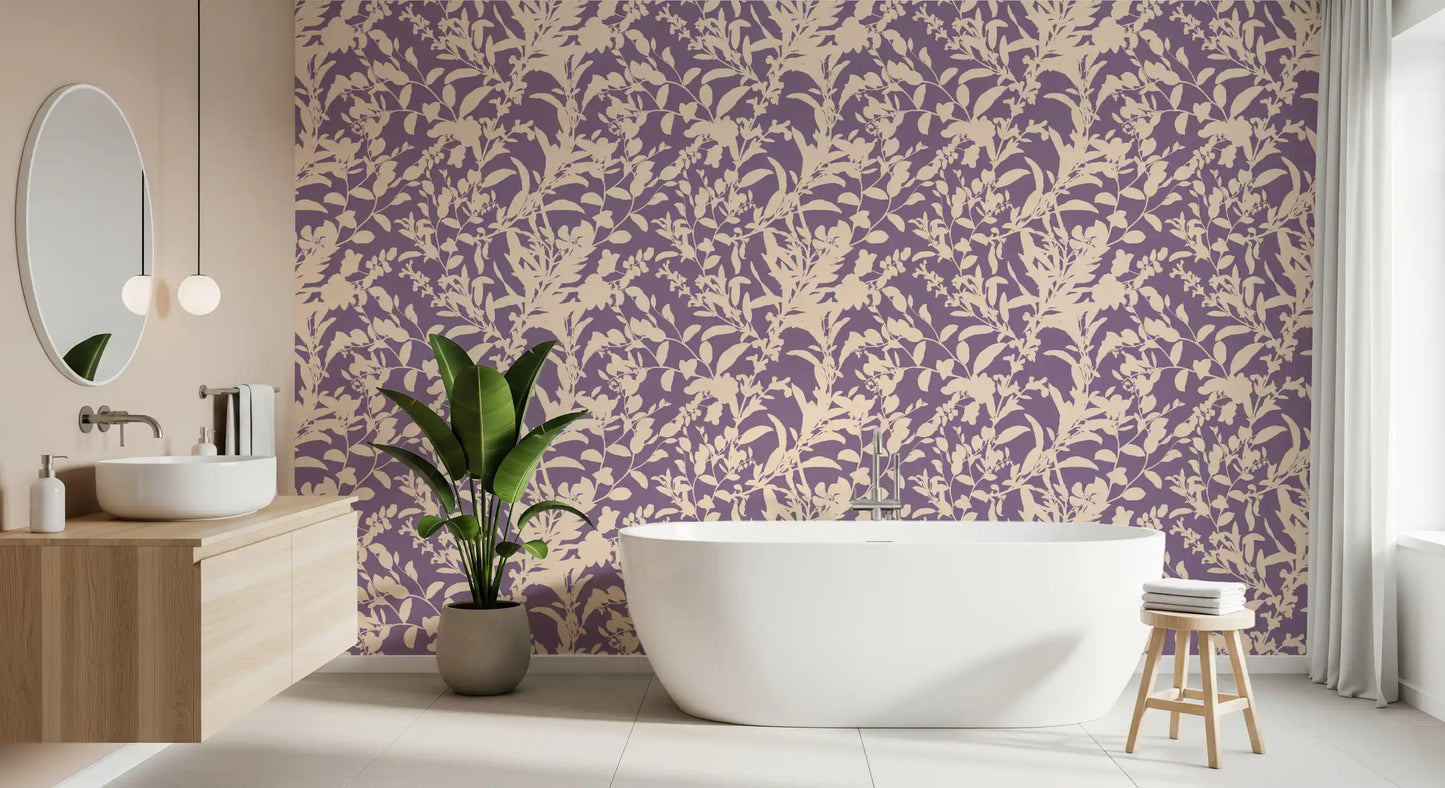 Papier peint silhouette botanique crème